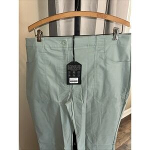 $278 ANATOMIE Darby Stretch Flare Pant COLOR: SAGE SIZE: XL